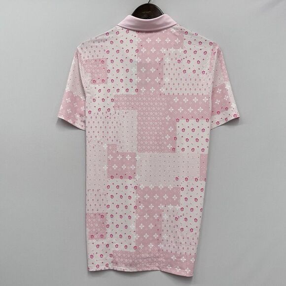 G/Fore NEW WITH TAGS Men's Size Medium Boro Patch Tech Golf S/S Polo Pink Floral - Picture 6 of 9